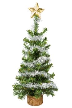 Christmas tree with star isolated on white background