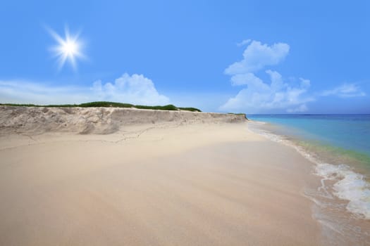 Turquoise water and white sand at Boca Grandi beach, Aruba