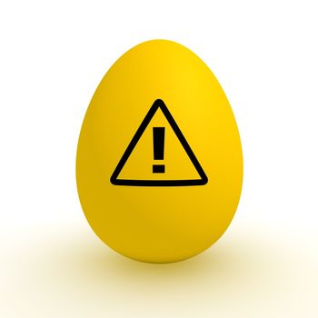 a single yellow egg with a black attention warning sign on it - poisoned food