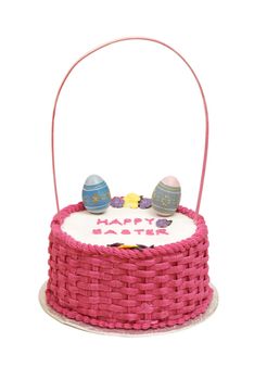 An isolated Easter cake made to look like a basket.