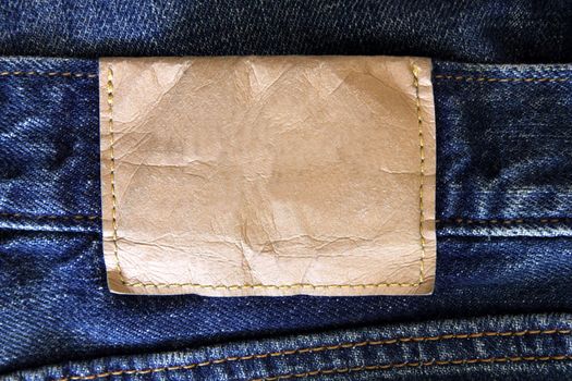 A blank label on a pair of jeans.