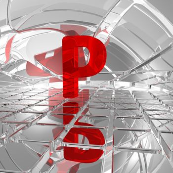 red uppercase letter p in futuristic space - 3d illustration