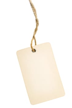 Blank tag hanging over white background