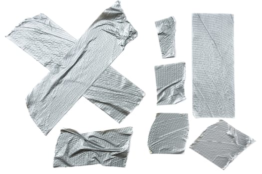 Strips of duct tape isolated on white background