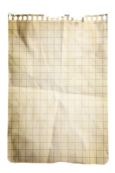 Single sheet of squared notepad paper isolated on white with clipping path