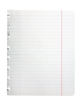 Single sheet of notepad paper isolated on white with clipping path