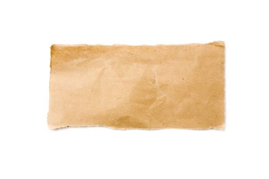 Strip of brown packaging paper isolated on white background with shadow
