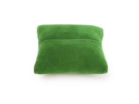 Velvet pillow isolated on white background