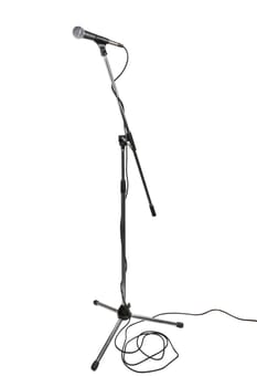 Microphone on stand isolated on white background