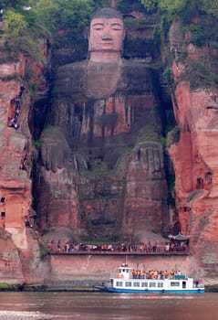 Huge statue of a giant buddha in Sichuan,China