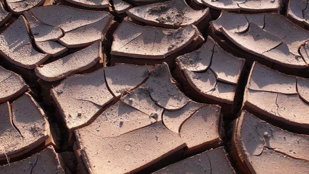 Closeup view of dried and cracked earth