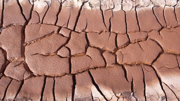 Closeup view of dried and cracked earth