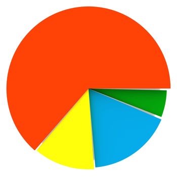 color pie diagram 3D graphic shape up improvement marketing steps