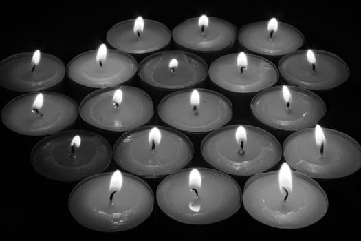 lighted small candles