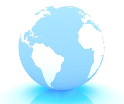 3d render of an earth globe on white background