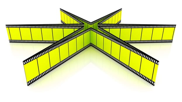 Orange 3d blank films star over white background