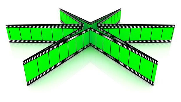 Orange 3d blank films star over white background