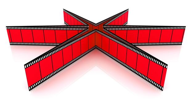 Orange 3d blank films star over white background