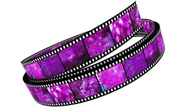 Segment color film rolled up filled by pictures of nature
