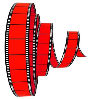 3d film Segment rolled forward on a white background