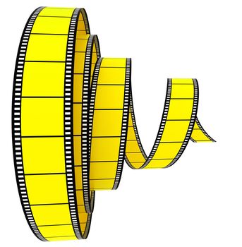 3d film Segment rolled forward on a white background