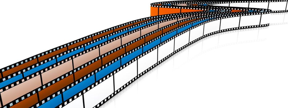 Colored 3d films lines on white backgroung