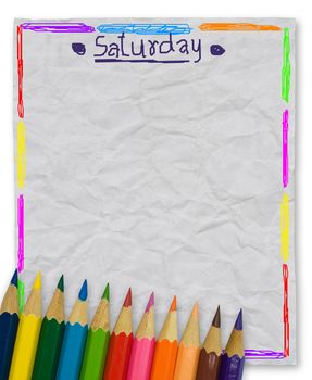dairy note paper and color pencils