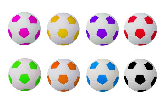 colorful footballs isolated of white background