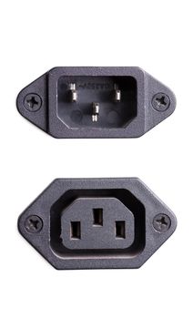 Two power sockets isolated on the white background
