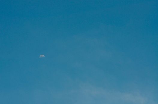 the colorful of blue sky and the moon in a day