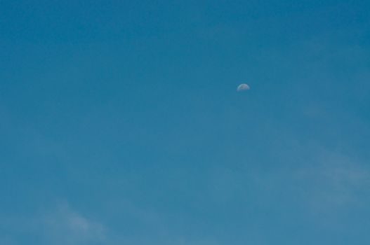 the colorful of blue sky and the moon in a day