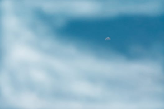 fog on the blue sky and the moon