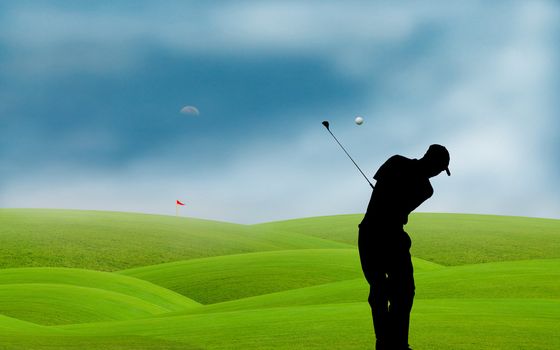 golf course in the fog sea