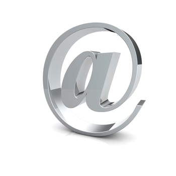 Rendering of an silver e-mail symbol