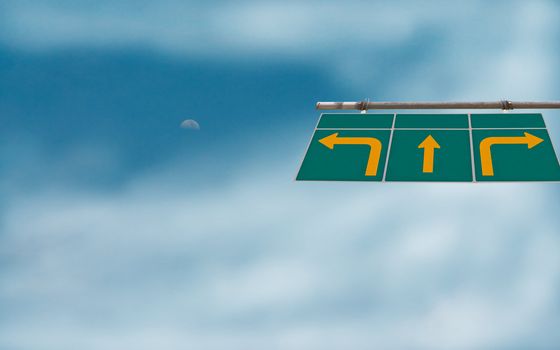 traffic sign board in the blue sky