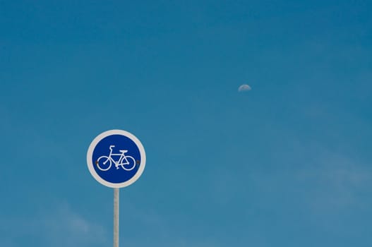 bicycle sing board on the sky