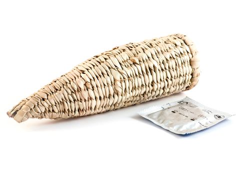 Traditional bushman condom (Namibia) close to a recent model. Good for concepts.