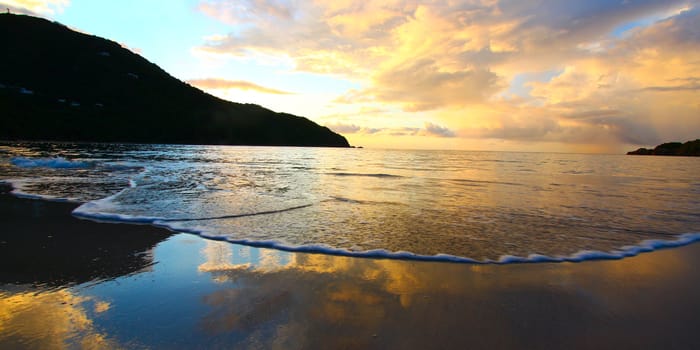 A beautiful sunset over Brewers Bay on Tortola - British Virgin Islands.