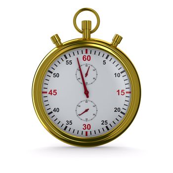 Stopwatch on white background. Isolated 3D image