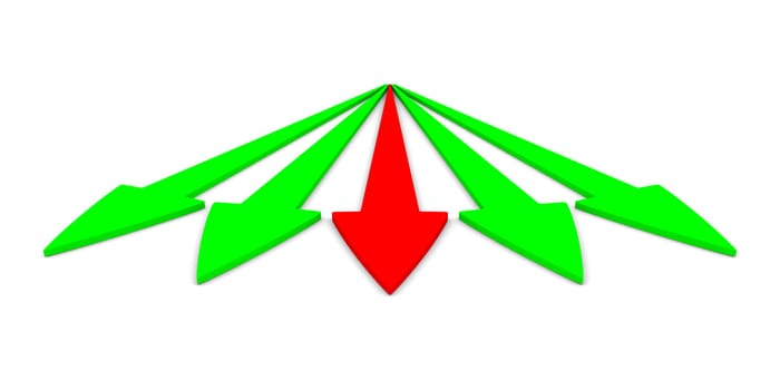 Movement direction to success. Isolated 3D image