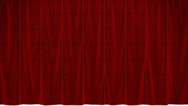 Dropped Red Curtain with beautiful textile pattern. Extralarge resolution, over white