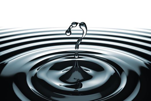 What symbol shaped water drops and splashing with waves. FAQ concept. Extralarge resolution