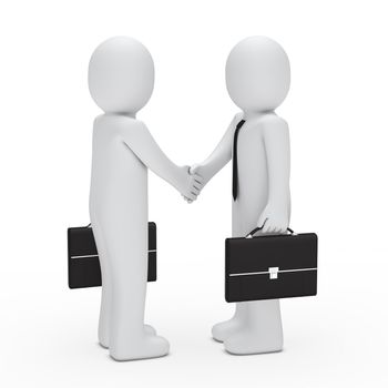 3d businessman handshake with briefcase black