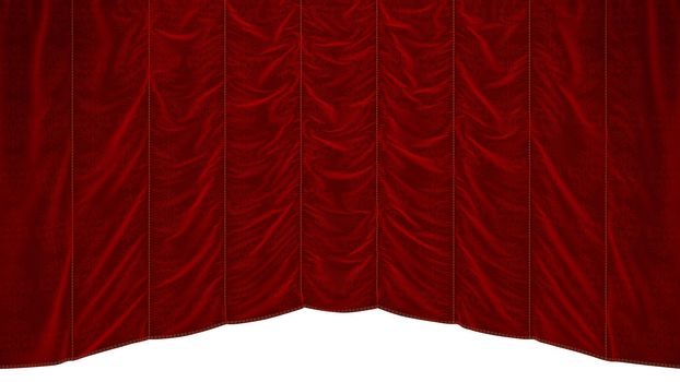 Red theater Curtain with beautiful textile pattern. Extralarge resolution