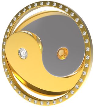 Rotating Ying Yang jewel sybmol. Gold and diamonds. Extralarge resolution. Other gems are in my portfolio.