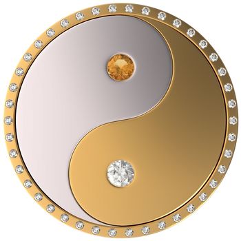 Ying Yang jewel sybmol. Gold and diamonds. Extralarge resolution. Other gems are in my portfolio.