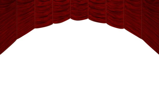 Arc shaped Red Curtain with beautiful textile pattern. Extralarge resolution