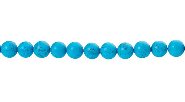 close-up blue beads, isolated on white