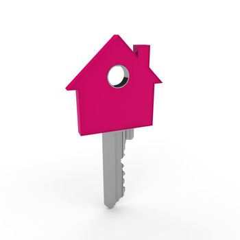 3d home key pink house metal security