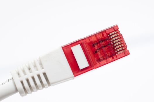 an image of computer network cable on white background